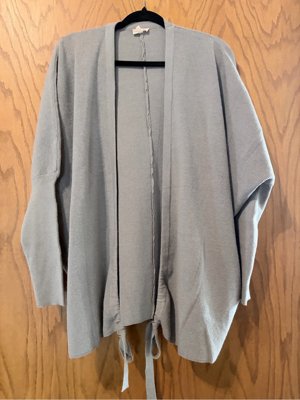 Hem & Thread Light Gray Open-Front Tie-Hem Cardigan